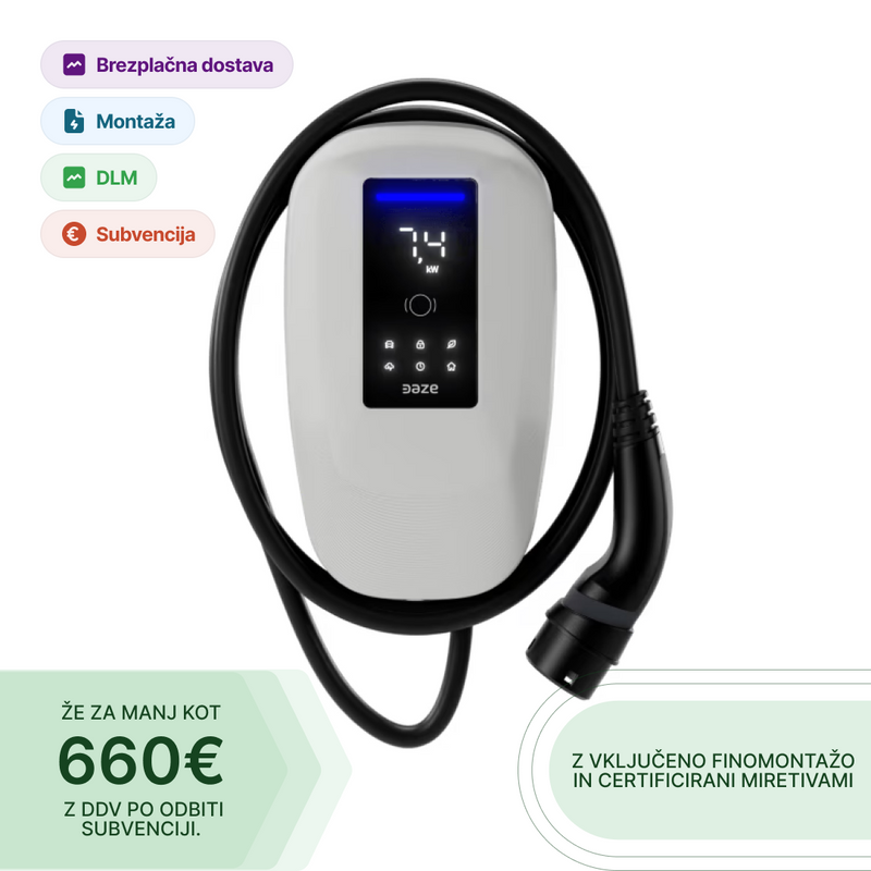 Dazebox Share do 22 kW s kablom in DLM, delitev moči med več vozili